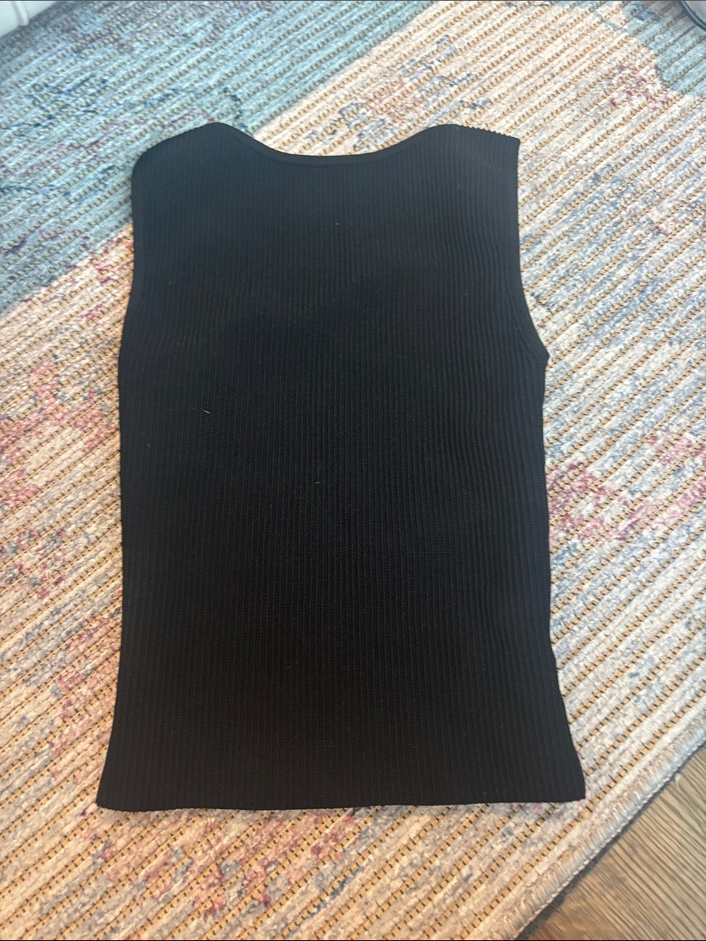 Black Ribbed Open Back Sleeveless Knit Top